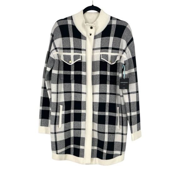 Cynthia Rowley Jackets & Blazers - Cynthia Rowley Active Plaid Gold Zip Shacket Jacket Sweater Coat Long Cardigan